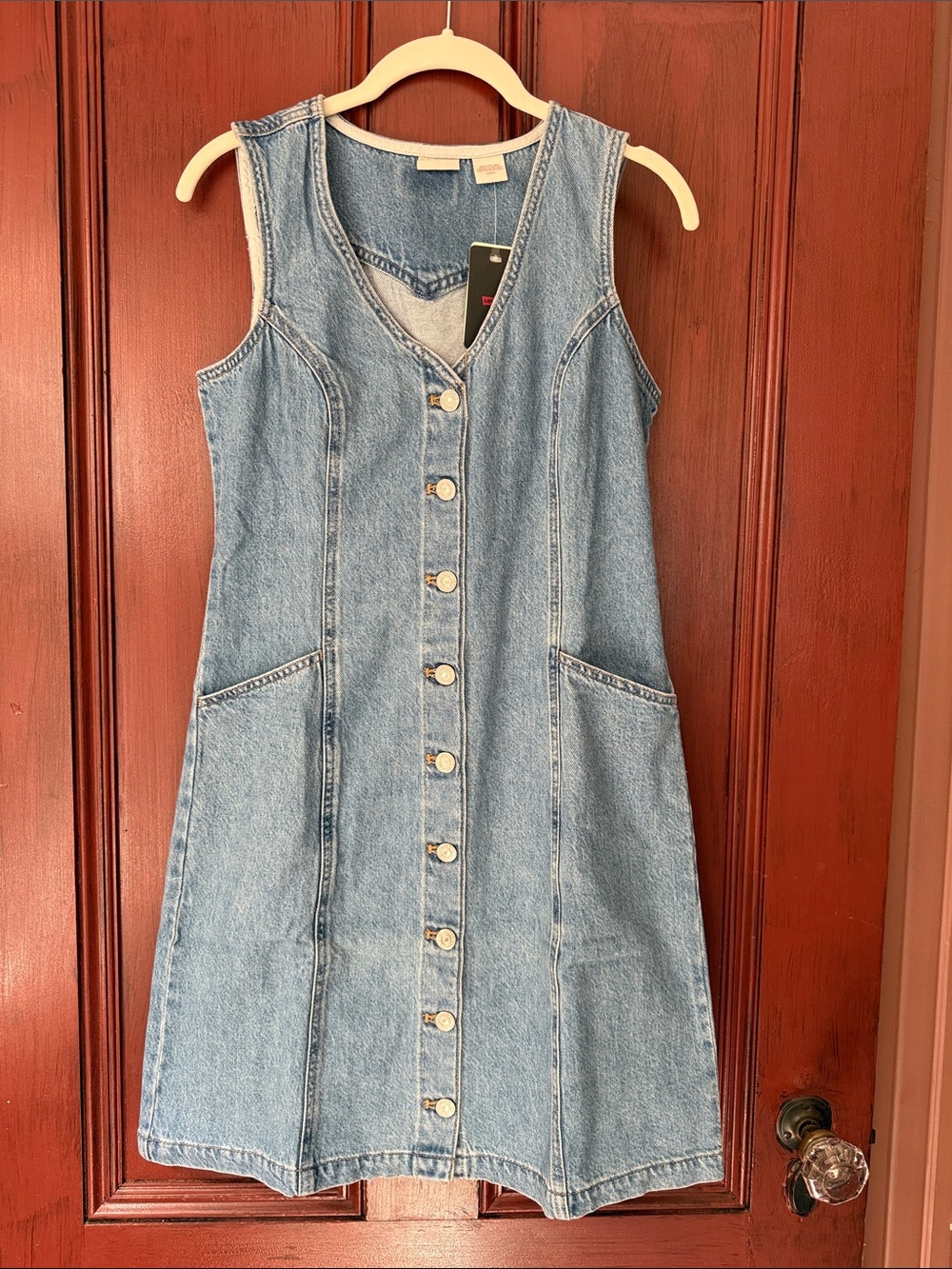 Levi's Light Blue Denim Button-Front Sleeveless Dress